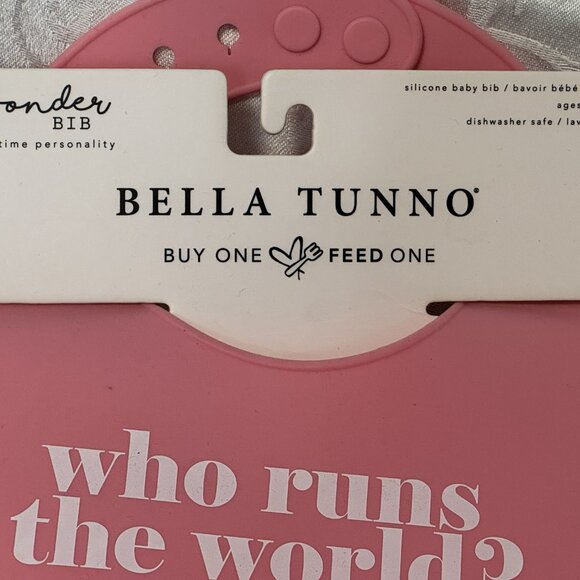NIP Pink Silicone Bib Who Runs the World? Girls Bella Tunno Gift Baby - Picture 5 of 5